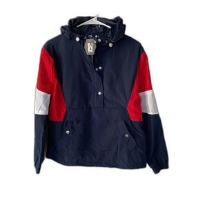 Y2K Colorblock Windbreaker Jacket – Hooded, Size M, NWT